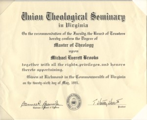 Master of Theology, 1991 | Union Theological Seminary in Richmond, Virginia